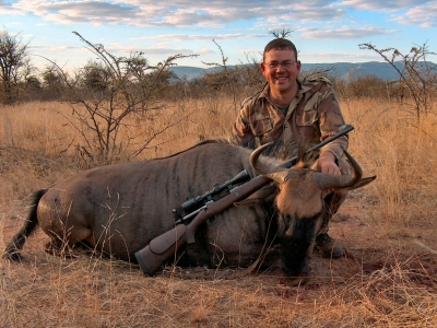 Cobus with Brindled Gnu at Zulani - 30-06 Sako, 180 gr Barnes X